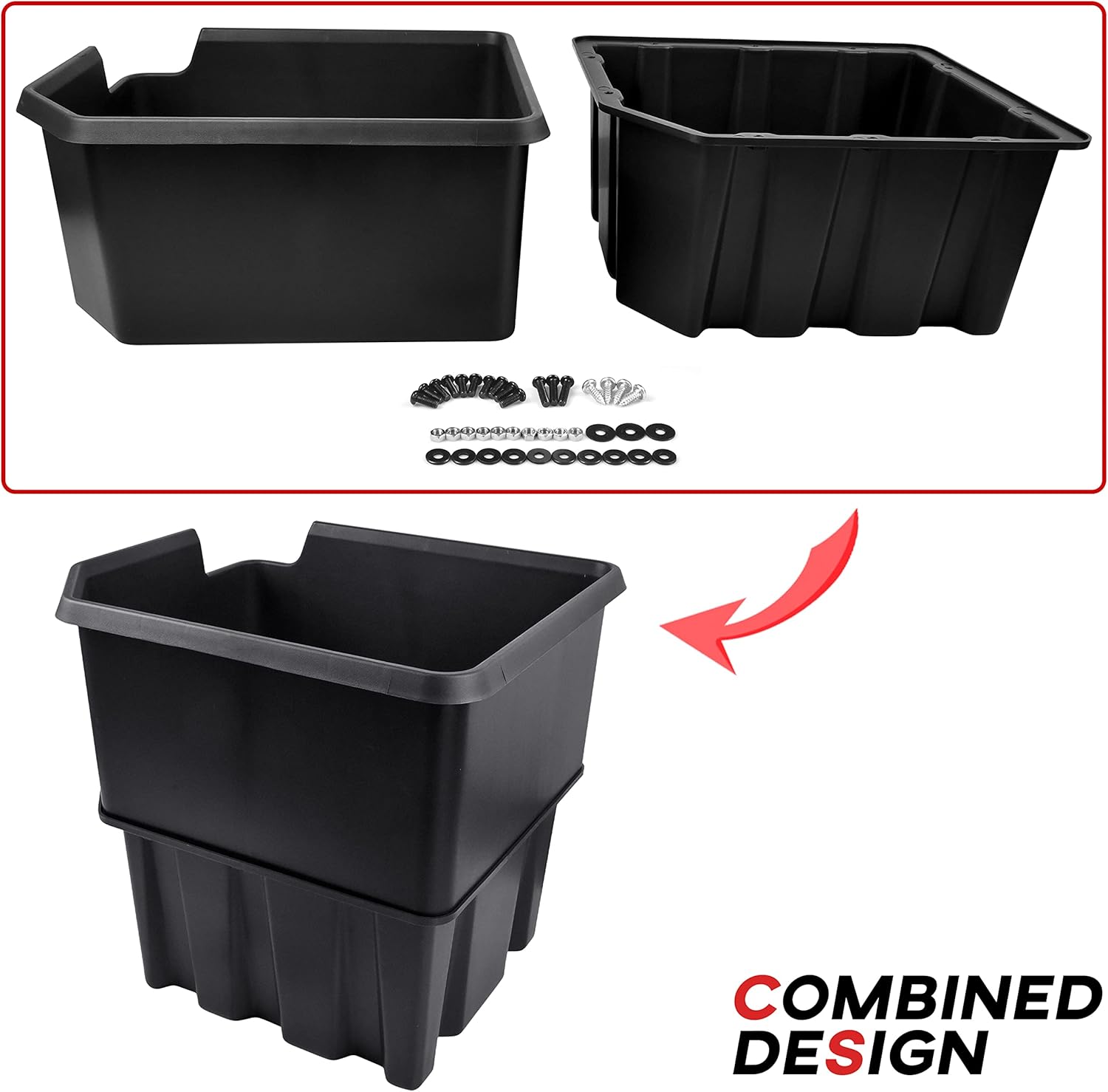SAUTVS Under Seat Storage Box for Polaris Ranger 1000/XP 1000/Crew/Diesel 2018-2025, Poly Underseat Combined Storage Bin, Replace #2882910